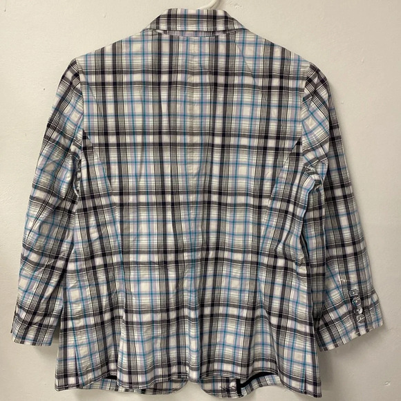 Talbots Petites Multi Color Plaid Stretch‎ Career Women’s Blazer Size 10P - Picture 7 of 10